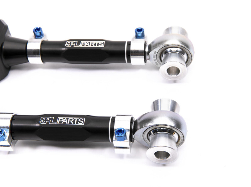 Tesla Model Y Suspension Control Arms - Rear - SPL Parts - Gun Drilled 2024 Aluminum + Blue Anodized Titanium Socket Head Cap Screws - Black Anodized - `20-`27